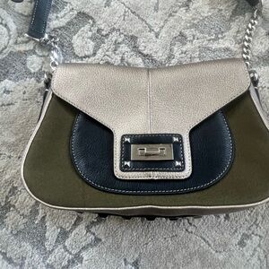 Stylish Olive and Black leather Lancaster bag